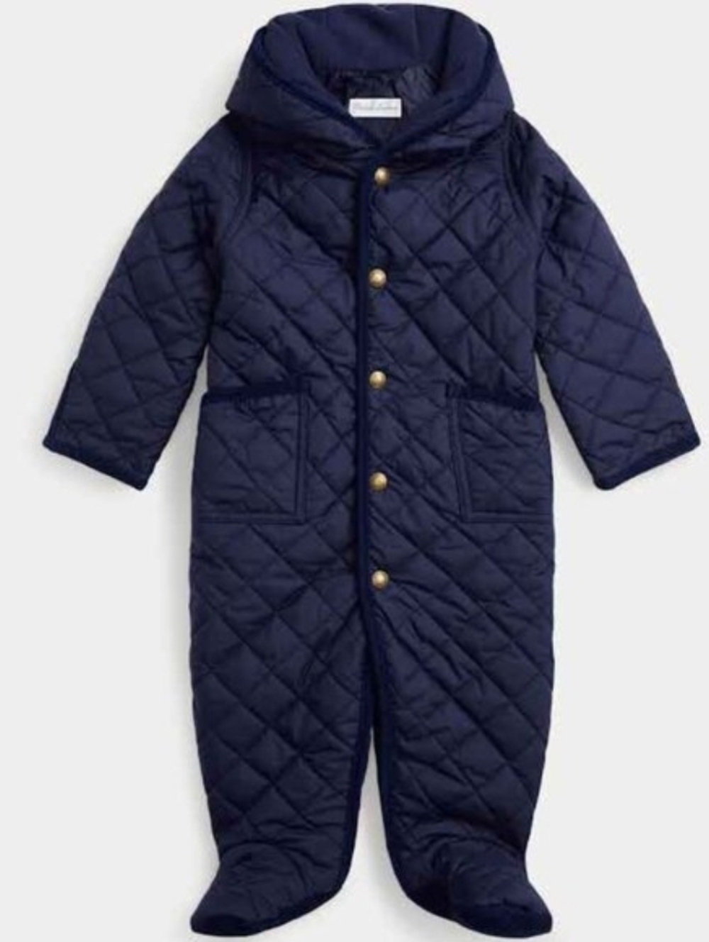 NWT- Polo Navy Quilted Footed Snowsuit for Kids - Hooded Cold-Weather One-Piece